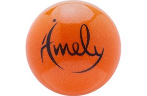 Мяч для художественной гимнастики Amely AGB-303-15-OR (15 см, 280 гр),оранжевый, с насыщенными блестками - фото