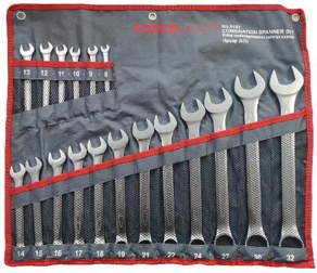 Набор ключей комбинированных 18 пр (8-19,21,22,24,27,30,32мм), на полотне FORCEKRAFT FK-5181 - фото