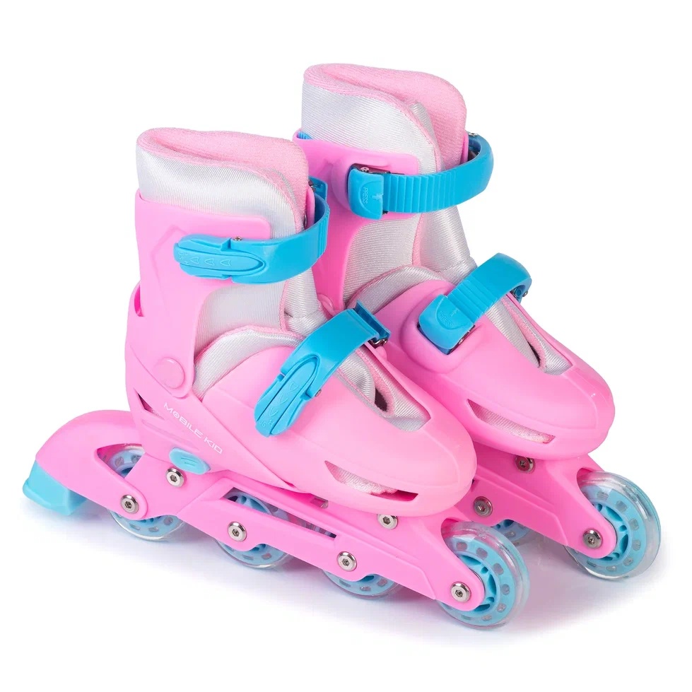 Роликовые коньки с левзиями раздвижные (3-в-1), квады, Mobile Kid TwinSeasons Pink - фото4