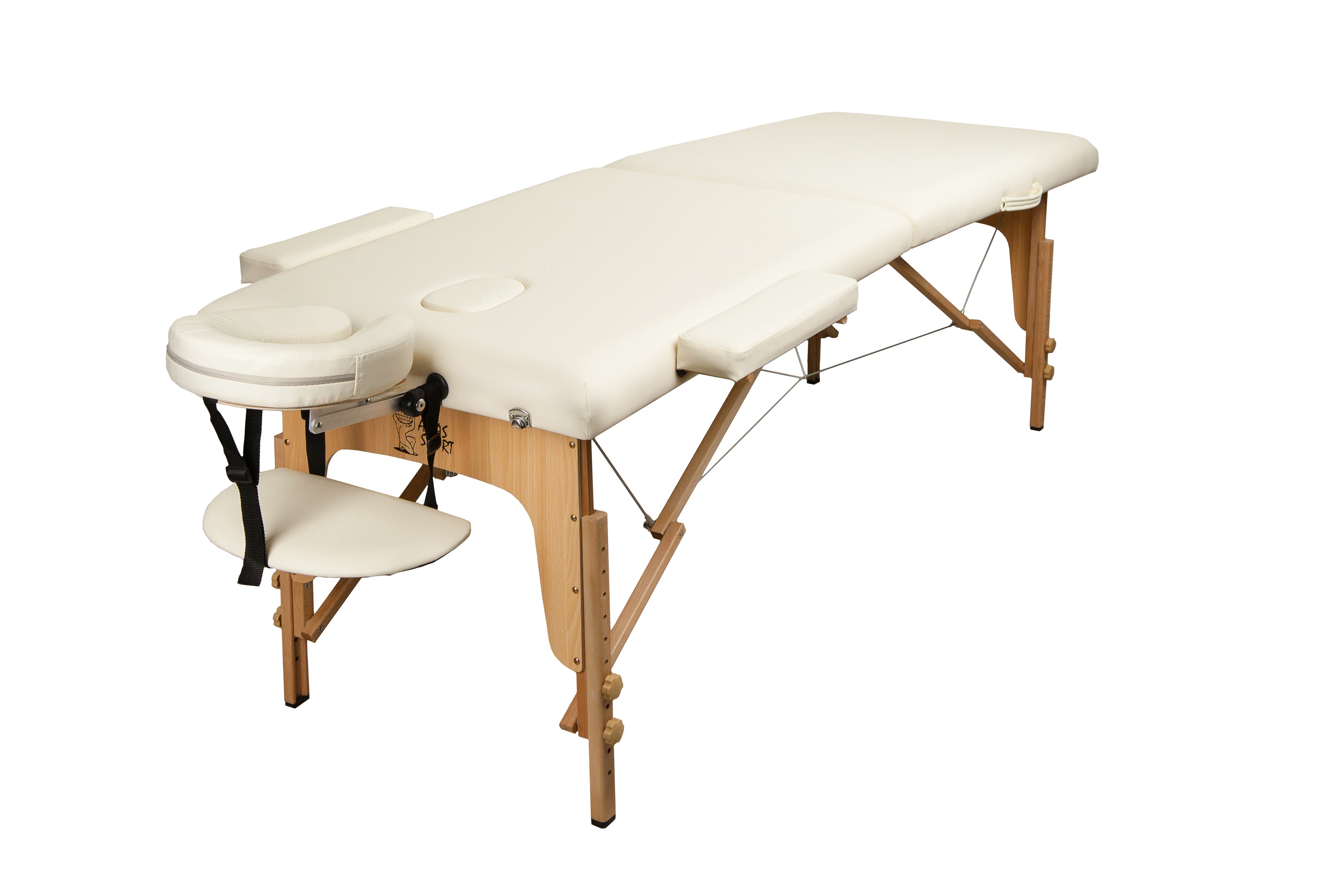 Массажный стол Atlas Sport складной 2-с деревянный 70 см (бежевый) - фото