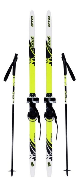 Лыжный комплект STC 140 см с палками и с полужесткими креплениями - фото