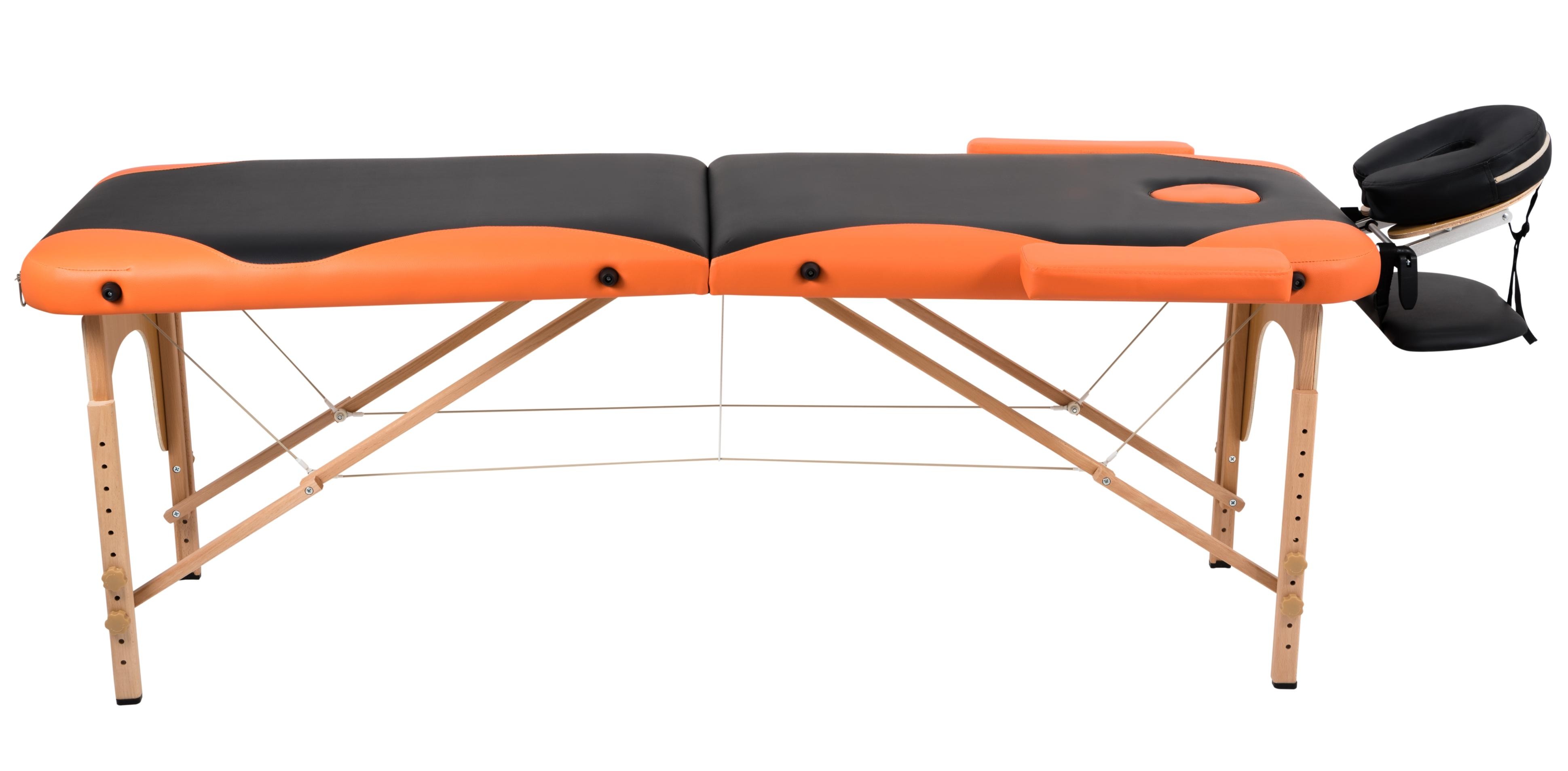 Массажный стол Atlas Sport складной 2-с деревянный 70 см (черно-оранжевый) - фото2