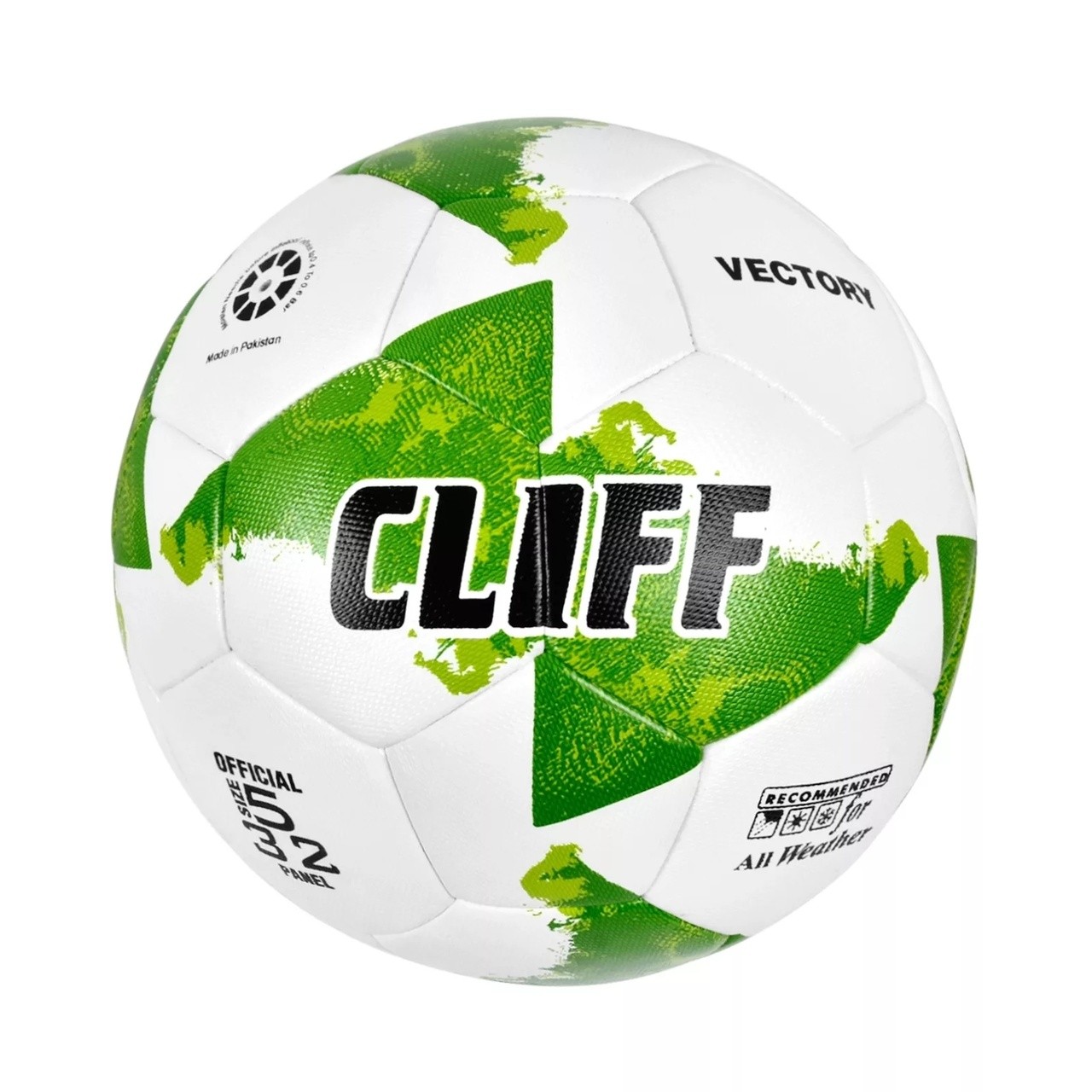 Мяч футбольный CLIFF 3603, 5 размер, PU Hibrid, бело-зеленый - фото