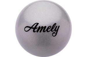 Мяч для художественной гимнастики Amely AGB-102-19-GR (19 см, 400 гр), серый, с блестками - фото