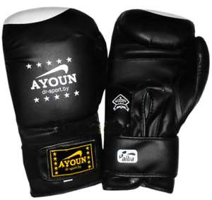 Перчатки для кик боксинга Ayoun 848 - 8, 10, 12 унций. черные - фото