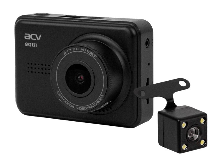 Автомобильный двухканальный видеорегистратор с поддержкой разрешения FullHD ACV GQ121 - фото
