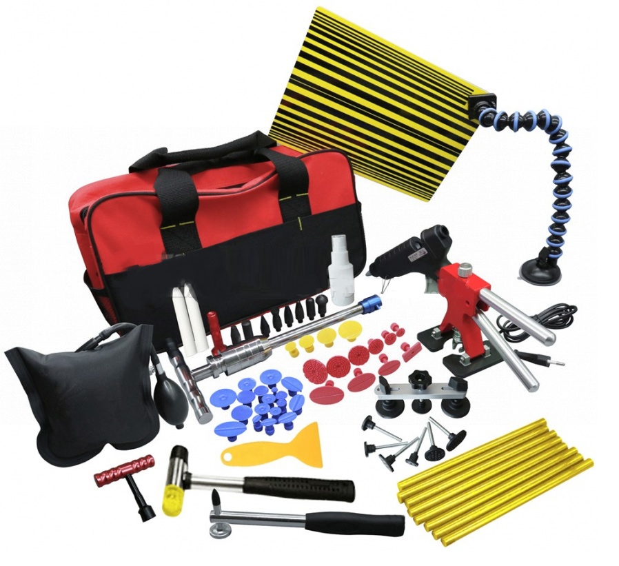 Набор инструментов для безпокрасочного удаления вмятин с термопистолетом 55пр., в сумке Forsage F-915M1A - фото