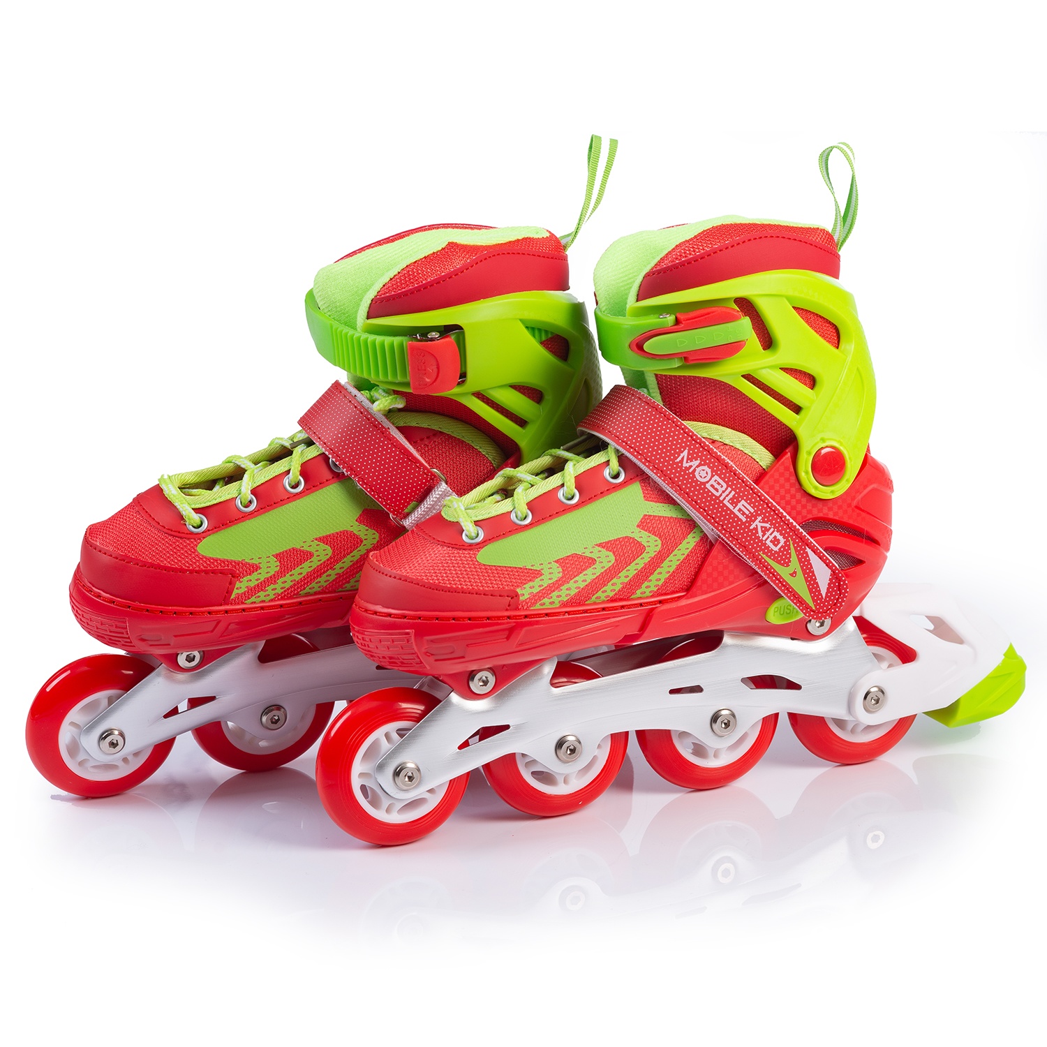 Роликовые коньки с лезвиями раздвижные (2-в-1) Mobile Kid UniSkate RED-GREEN - фото2