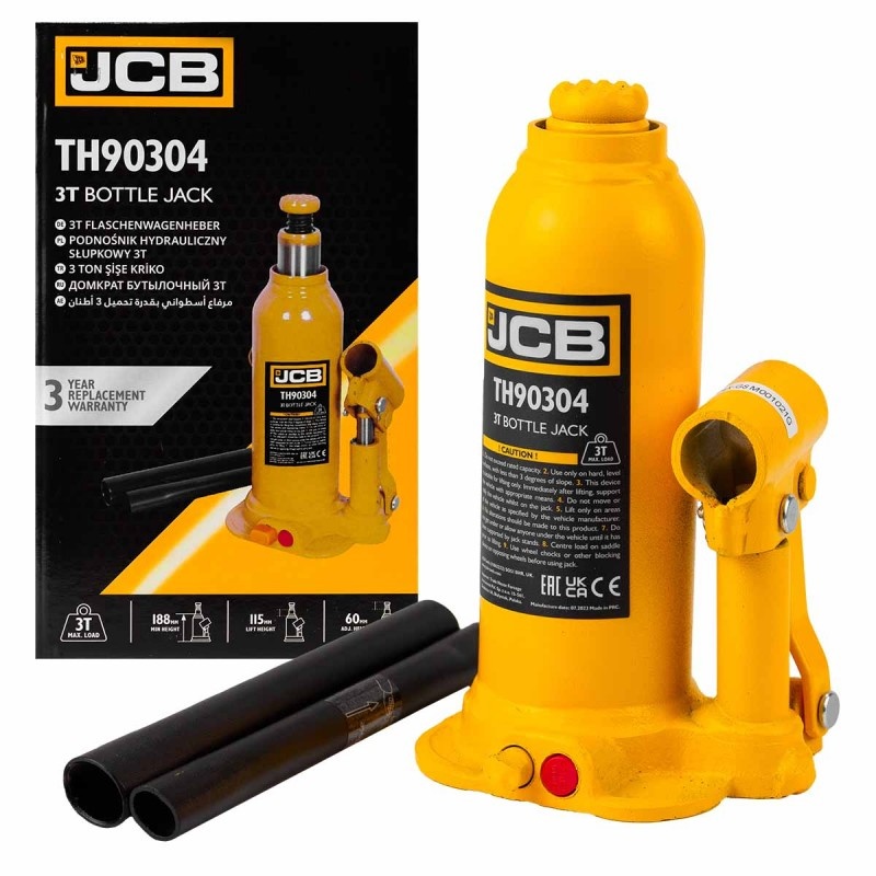 Домкрат бутылочный 3т с клапаном JCB JCB-TH90304 - фото