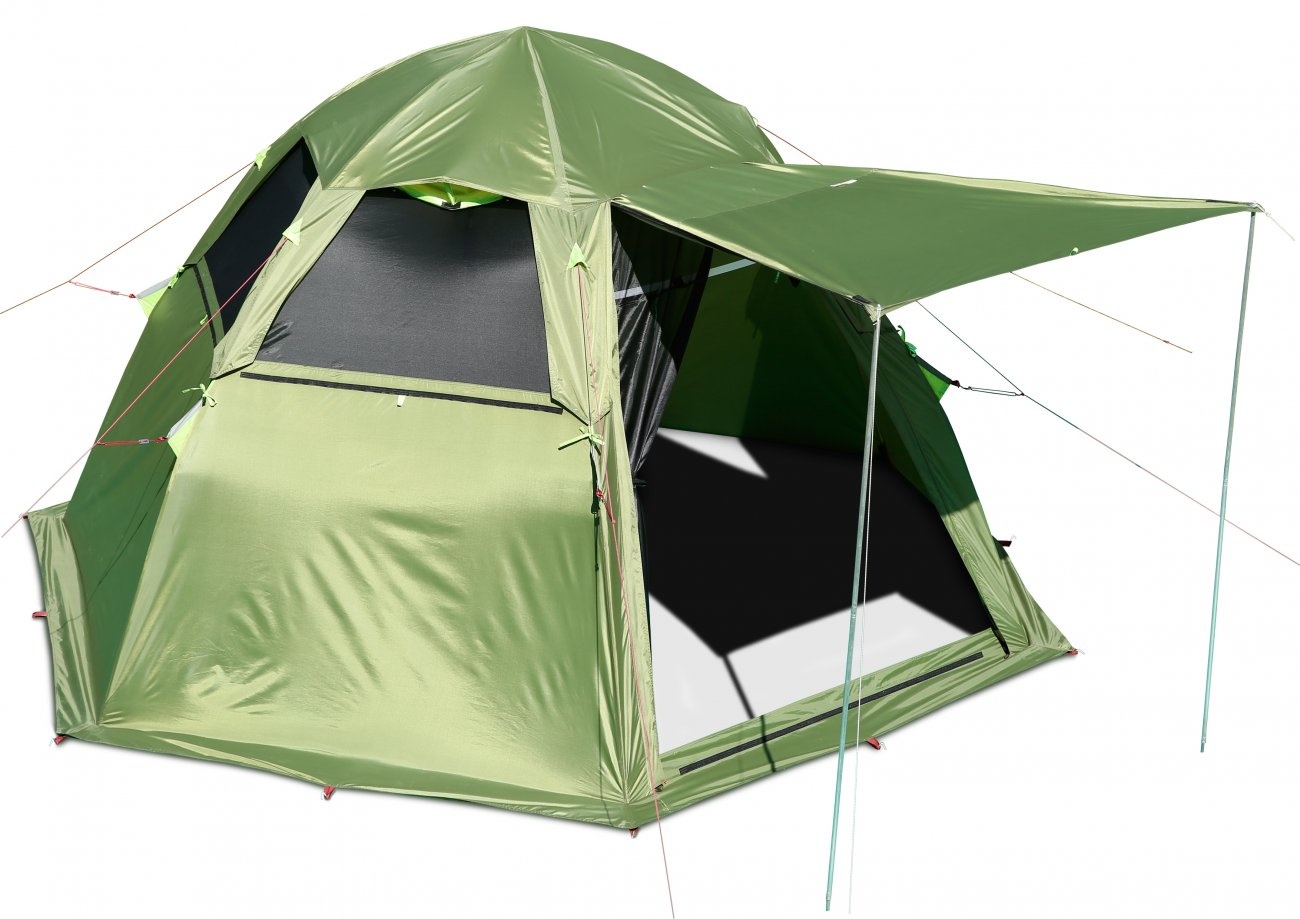 Летняя палатка-шатёр Лотос 5 Мансарда (2022) + Внутренняя палатка + Пол влагозащитный + Стойки - фото