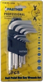 Набор ключей 6-гранных Г-образных с шаром 9пр.(1,5-10мм) в пластиковом держателе PARTNER PA-509B - фото
