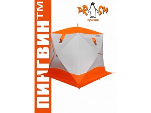 Зимняя палатка Призма Премиум STRONG (1-сл) 225*215 (бело-оранжевая) - фото