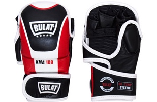 (KMA-189) Перчатки Full Contact MMA Bulat (черный/красный/белый) S, M - фото