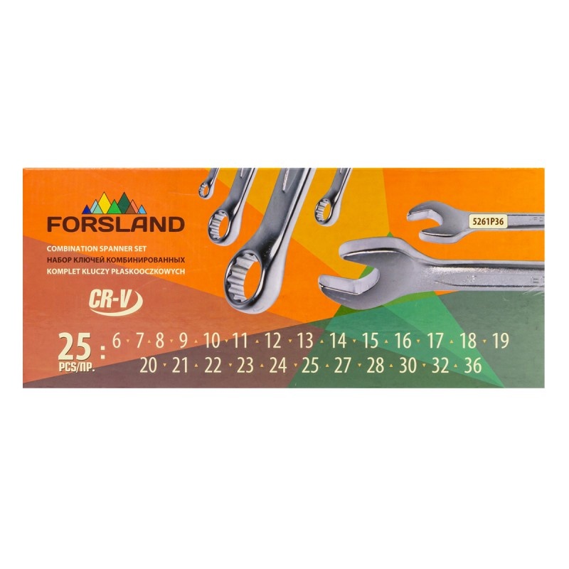 Ключи комбинированные, набор 25пр. (6-25, 27, 28, 30, 32, 36мм) Forsland Forsland-5261P36 - фото4