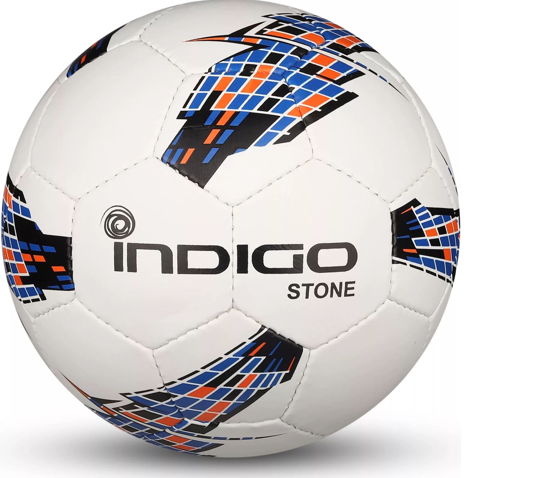 Мяч футбольный INDIGO STONE №5 IN028-WH-BK, облегченный, бело-черный - фото