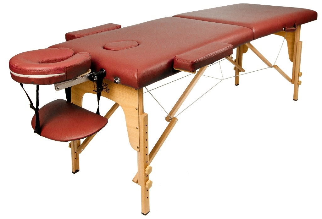 Массажный стол Atlas Sport складной 2-с деревянный 60 см (бургунди) - фото