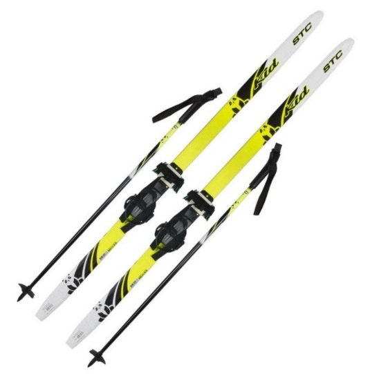 Лыжи беговые 130 см с палками STC детские с комбинированным креплением и палками  - фото3