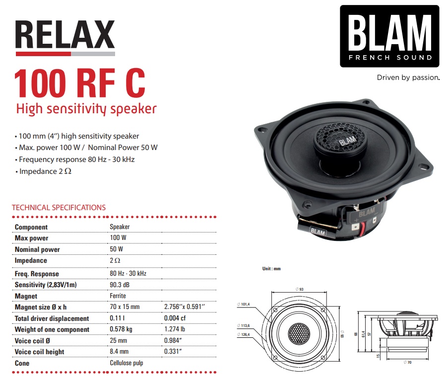 Двухполосная коаксиальная акустика BLAM 100 RFC - фото2