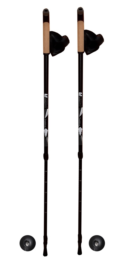 Палки для скандинавской ходьбы FORA XG-04, телескоп., пробка, длина 65-135 см (черный) - фото