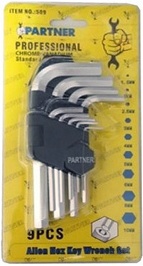 Набор ключей 6-гранных Г-образных 9пр.(1,5-10мм) в пластиковом держателе PARTNER PA-509 - фото