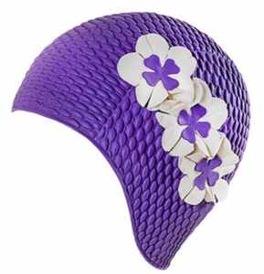 Шапочка для плавания FASHY 3119-55 фиолетовая с белыми цветами - фото