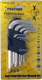 Набор ключей 6-гранных Г-образных с шаром 9пр.(1,5-10мм) в пластиковом держателе PARTNER PA-509B - фото