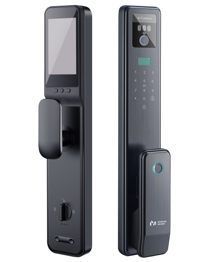 Электронный биометрический дверной замок Morgan Secret SN-F78U автоматический с видеодомофоном и face id - фото