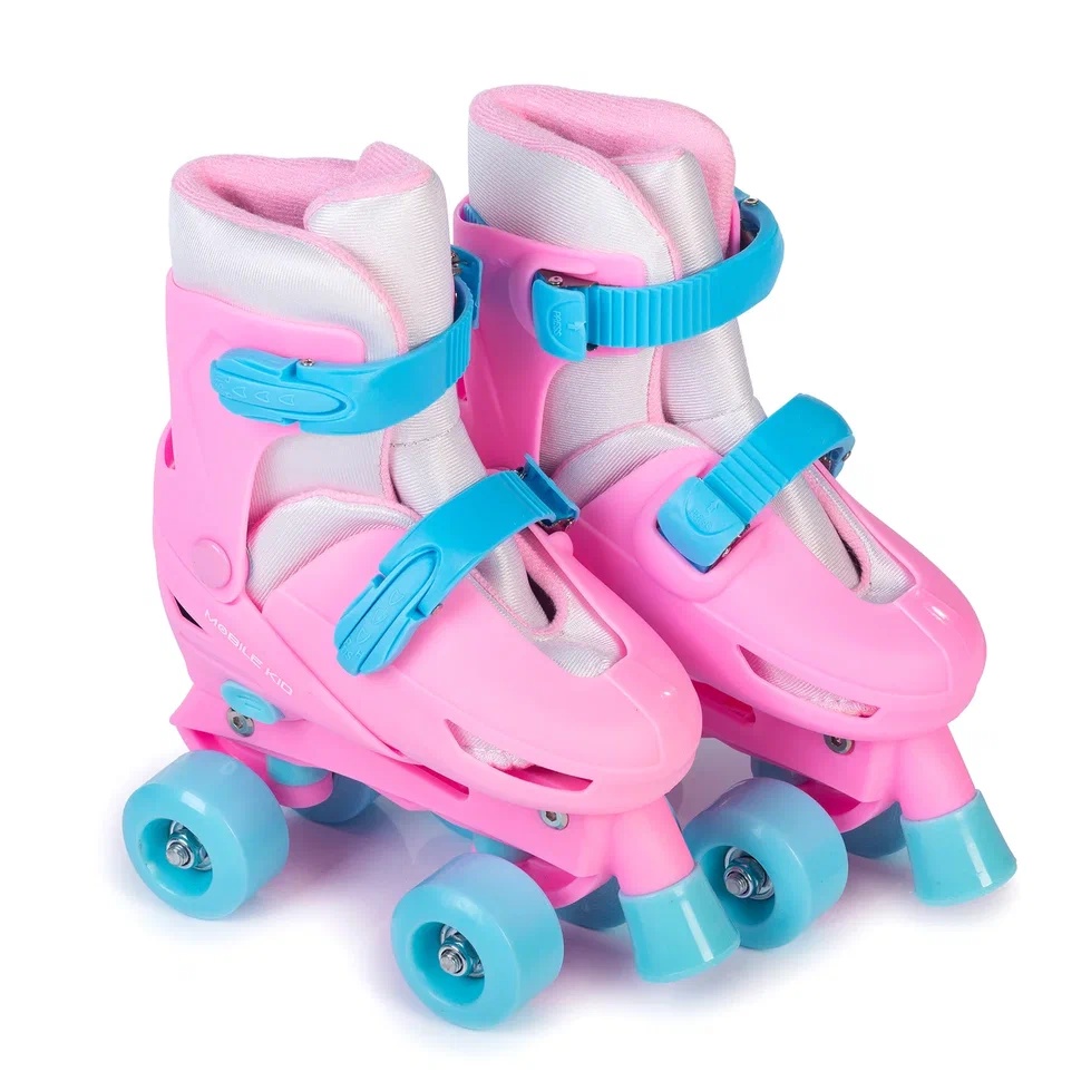 Роликовые коньки с левзиями раздвижные (3-в-1), квады, Mobile Kid TwinSeasons Pink - фото2