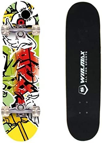 Скейтборд Winmax WME05220Z3 (кит.клен), колесо 50х36 мм., (графити крылья) ABEC-7 - фото