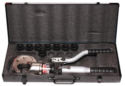 Инструмент гидравлический обжимной для кабелей 12т (ход штока-32мм, сечение 16-400мм2, адаптеры-16,25,35,50,70,95,120,150,185,240,300,400мм), в кейсе FORCEKRAFT FK-Y400D - фото