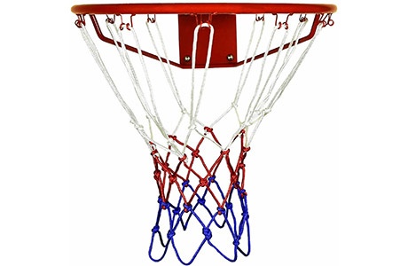 8301-6009 Сетка баскетбольная трехцветная CLIFF, диам. 5 мм, длина 45 см  - фото