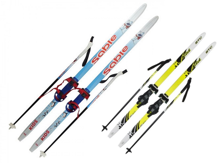 Лыжный комплект STC 130 см с палками и с полужесткими креплениями - фото2