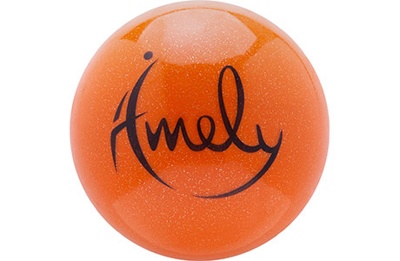 Мяч для художественной гимнастики Amely AGB-303-15-OR (15 см, 280 гр),оранжевый, с насыщенными блестками - фото