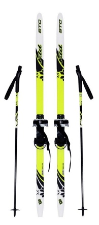 Лыжный комплект STC 130 см с палками и с полужесткими креплениями - фото