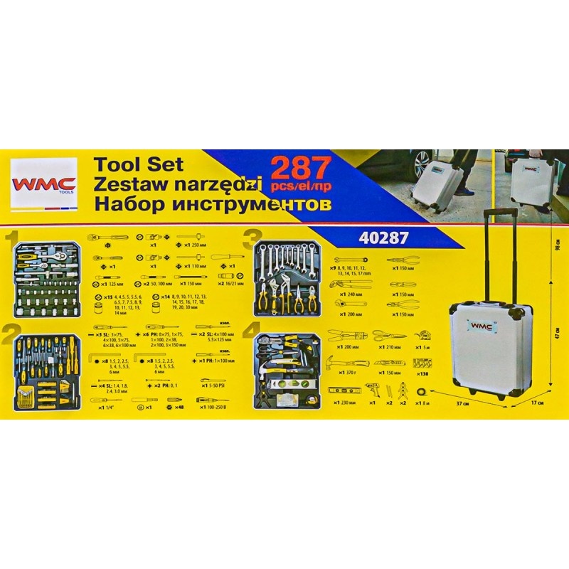 Набор инструментов в алюминиевом кейсе (287 предметов) WMC TOOLS WMC-40287 - фото5