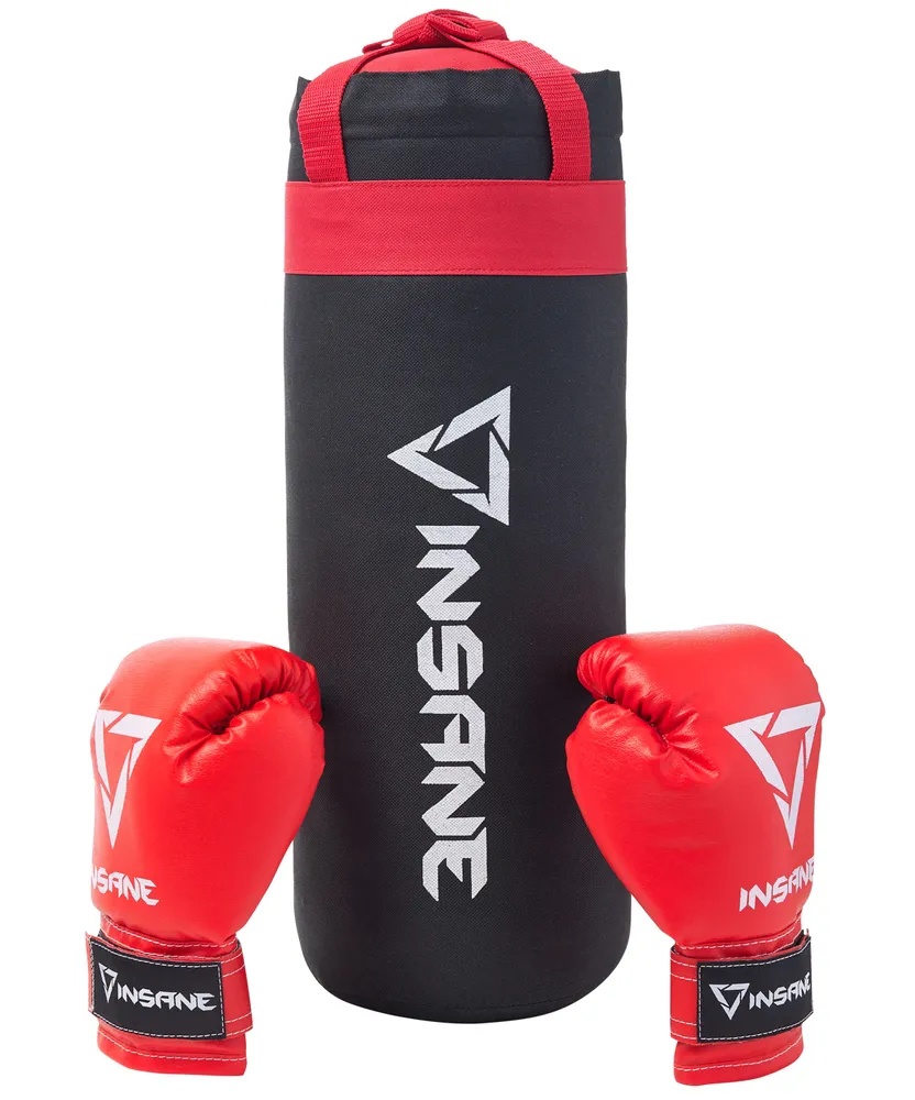 Набор для бокса (груша + перчатки) INSANE FIGHT, красный, 45х20 см, 2,3 кг, 6 oz - фото
