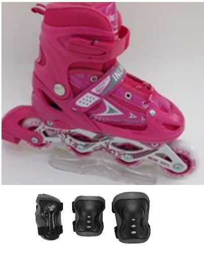 Роликовые коньки раздвижные (31-34) Relmax GS-SK-P01 Pink с комплектом защиты - фото