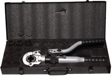Инструмент гидравлический обжимной с курком сброса давления 12т (O16, 20, 25, 32мм), в кейсе FORCEKRAFT FK-F32L - фото