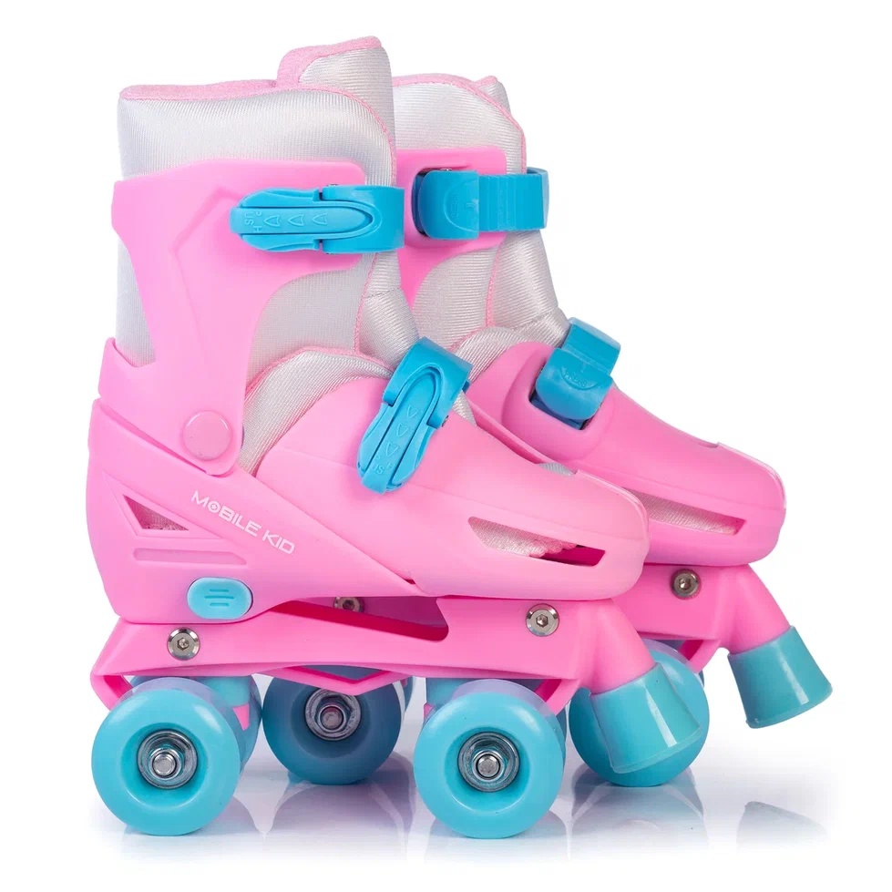 Роликовые коньки с левзиями раздвижные (3-в-1), квады, Mobile Kid TwinSeasons Pink - фото3