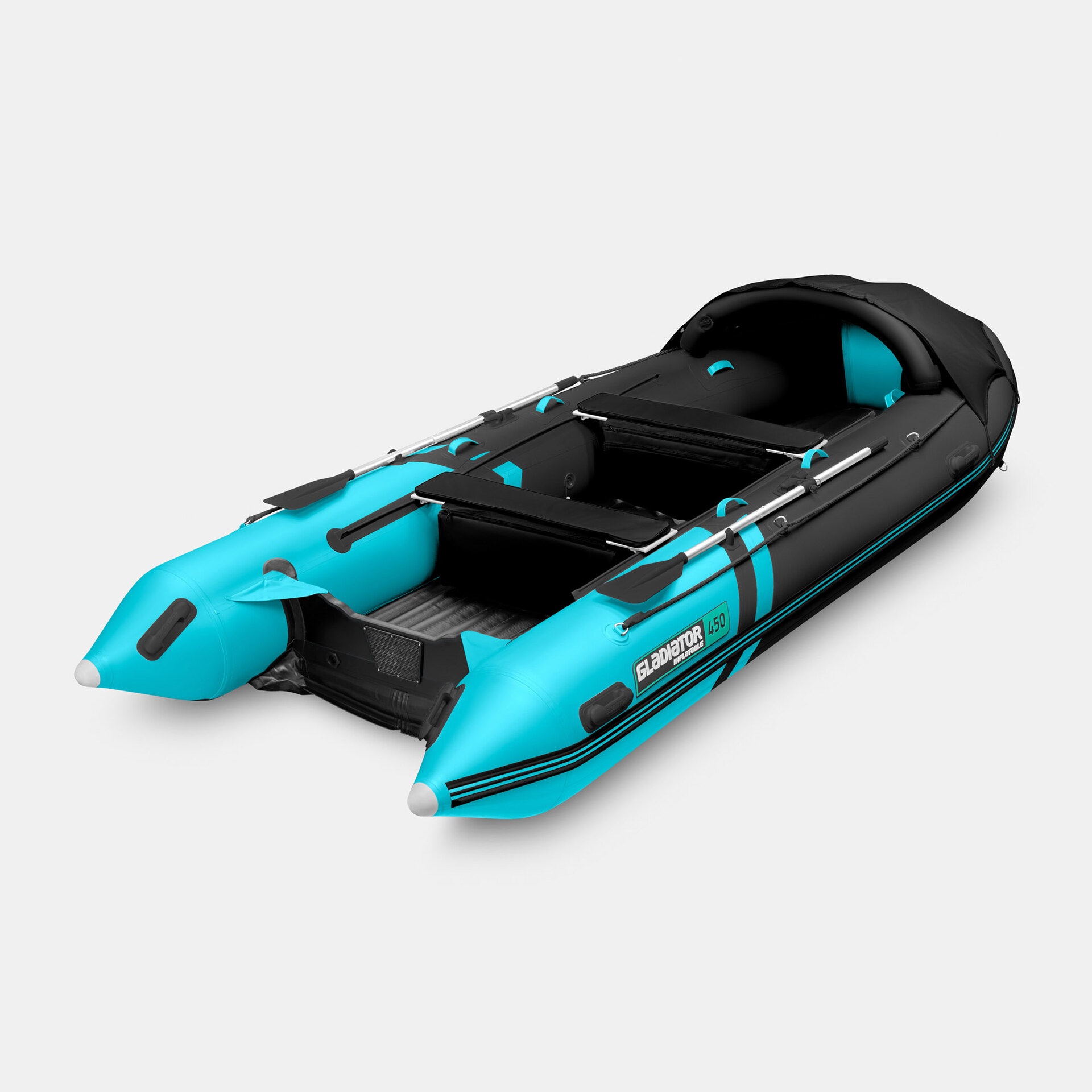 Моторно-гребная лодка GLADIATOR E450PRO (черно-бирюзовый) - фото2