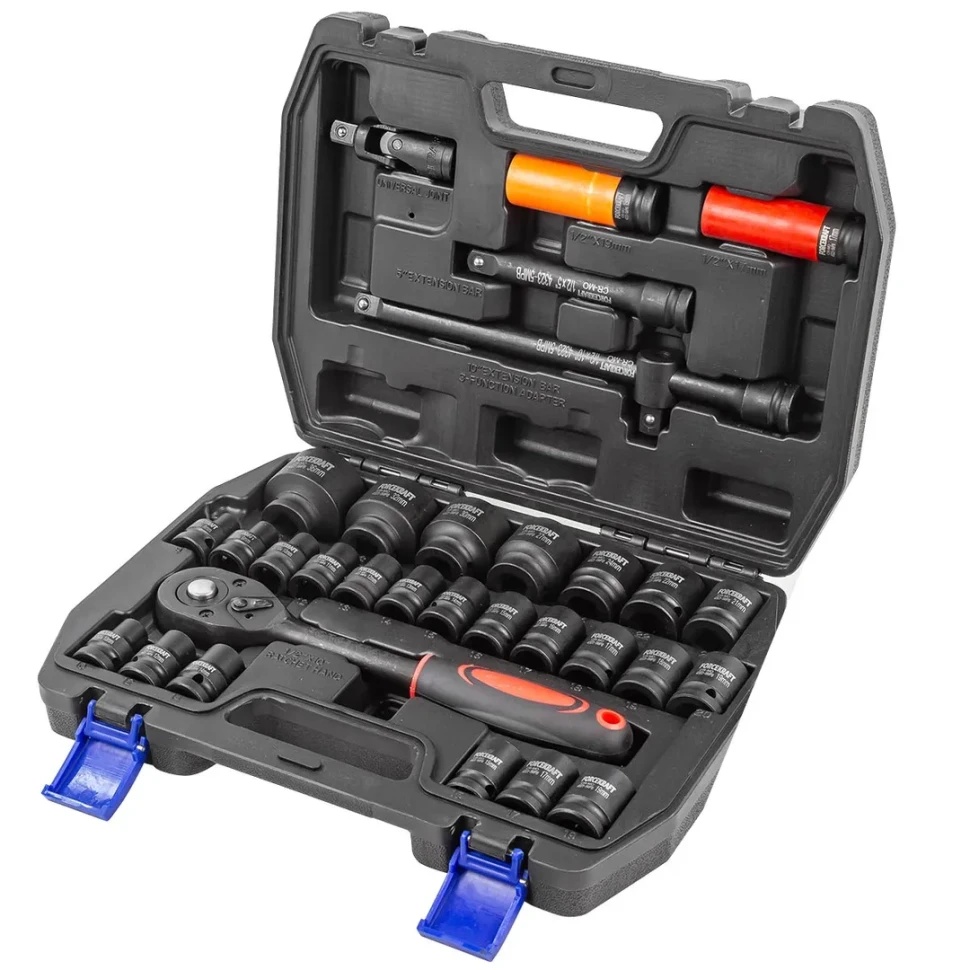 Набор инструментов ударных 32пр.1/2''( 6-гр: 8-32мм, 12гр: 10,12,14,15,17,19,36мм, Cr-Mo) FORCEKRAFT FK-4323-5MPB - фото