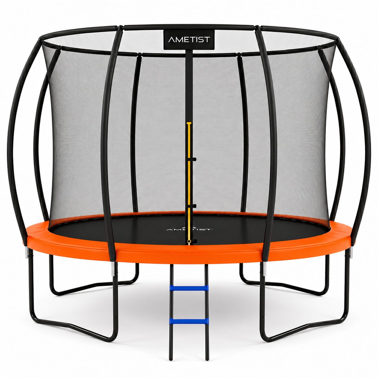 Батут AMETIST PRO Inside D374-12FT Blue/Orange с внутренней сеткой и лестницей - фото3