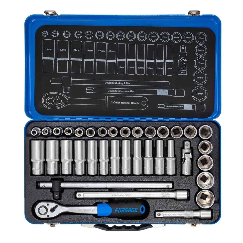 Набор инструментов 36пр. 1/2''(6гр.) (8-32мм, Cr-V), в металлическом кейсе FORSAGE F-4362M - фото3