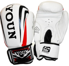 Перчатки боксерские Ayoun 967-8, 10, 12 унц. белые, кожа - фото