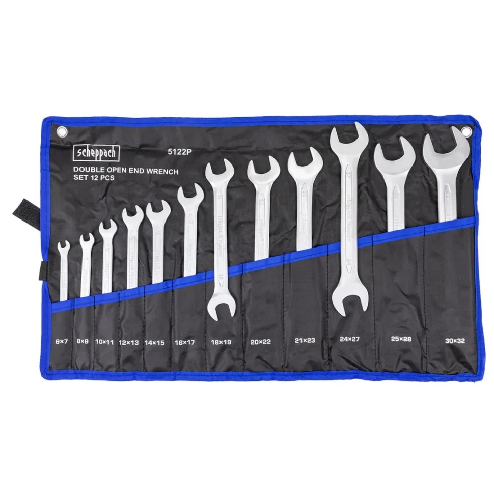 Ключи рожковые, набор 12пр. (6х7, 8х9, 10х11, 12х13, 14х15, 16х17, 18х19, 20х22, 21х23, 24х27, 25х28, 30х32мм) Scheppach Sch-5122P - фото