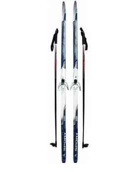 Комплект лыжный STC с креплением 75 мм, с палками из стекловолокна (190, 195 см) - фото