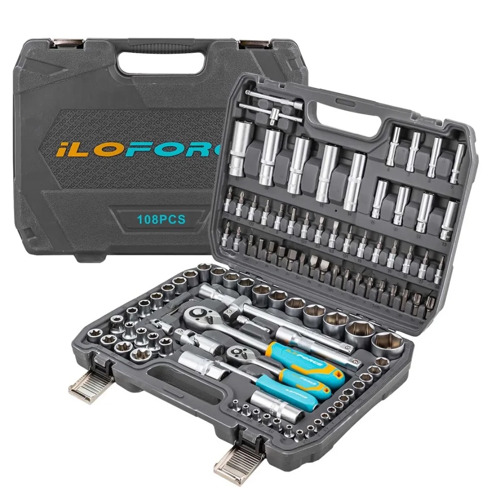 Набор инструментов 108пр. 1/2'', 1/4''(6гр.)(4-32мм) ILOforce IF-41082-5 - фото