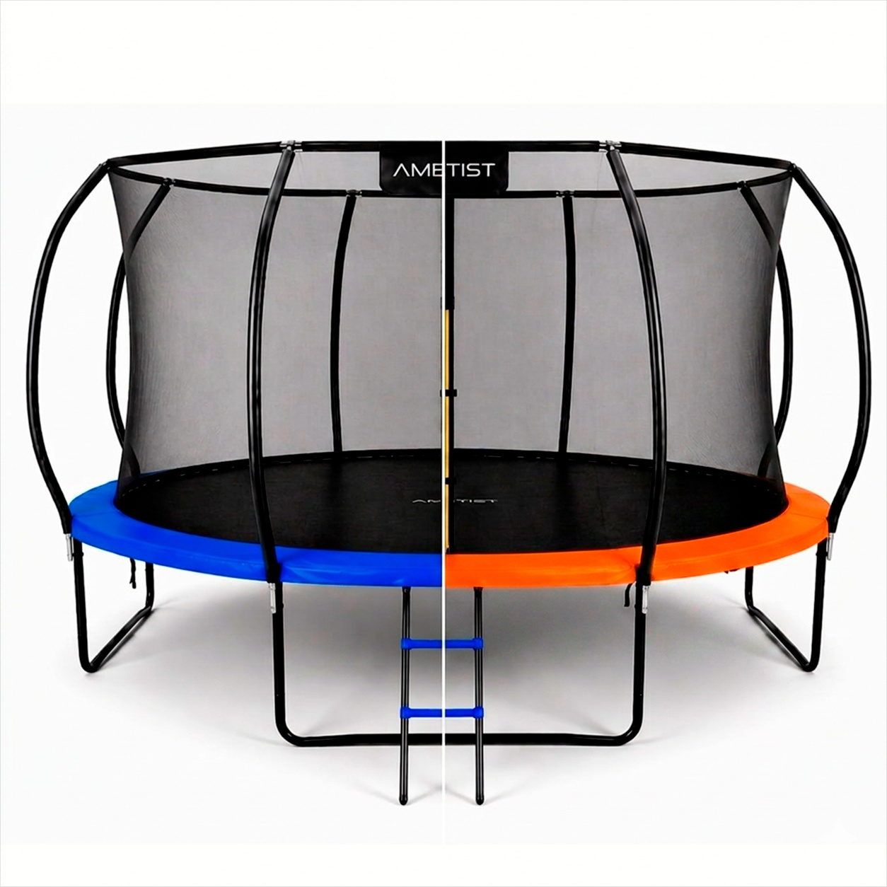 Батут AMETIST PRO Inside D435-14FT Blue/Orange с внутренней сеткой и лестницей - фото
