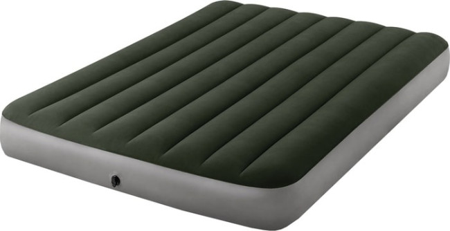 Надувной матрас Intex 64109 Classic Downy Airbed Fiber-Tech 152x203x25 см. Зелёный с серым - фото