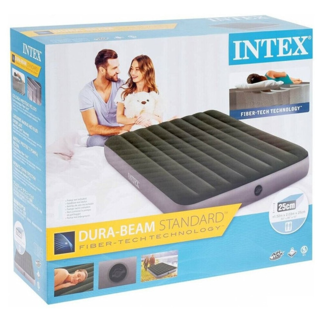 Надувной матрас Intex 64109 Classic Downy Airbed Fiber-Tech 152x203x25 см. Зелёный с серым - фото2